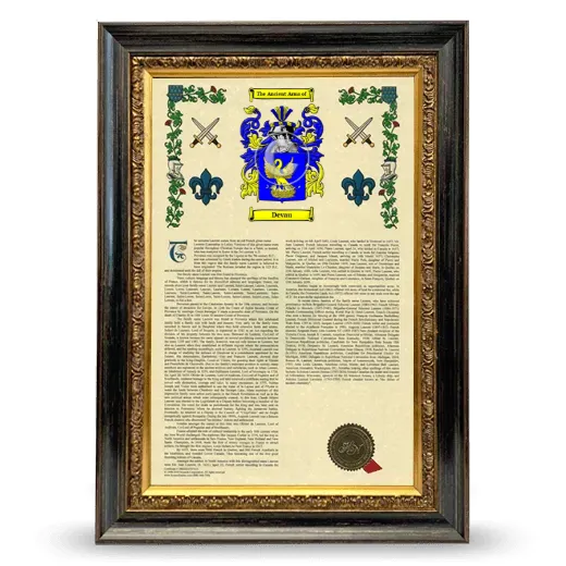 Devau Armorial History Framed - Heirloom