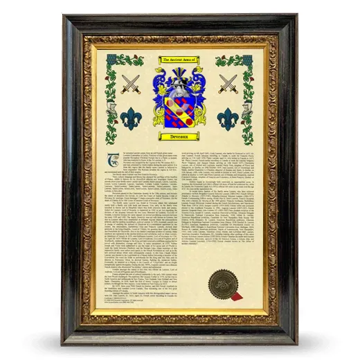 Deveaux Armorial History Framed - Heirloom