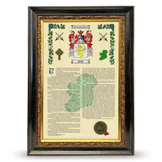 Devin Armorial History Framed - Heirloom