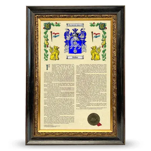Diches Armorial History Framed - Heirloom