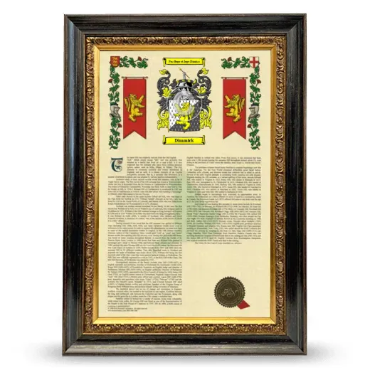 Dimmick Armorial History Framed - Heirloom