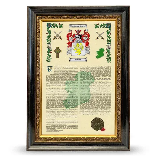 Divens Armorial History Framed - Heirloom