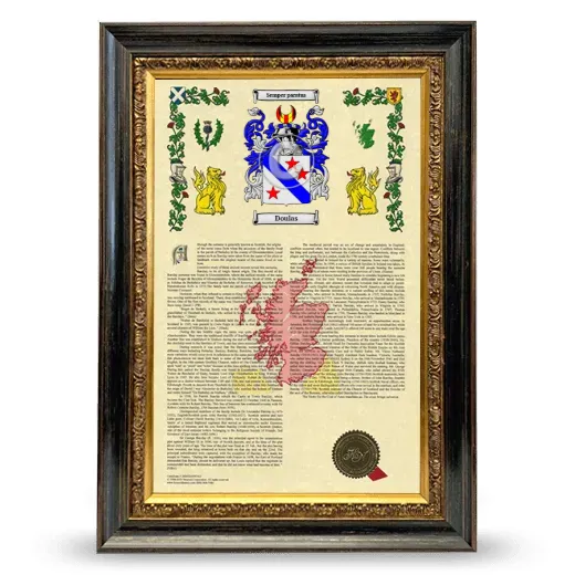 Doulas Armorial History Framed - Heirloom