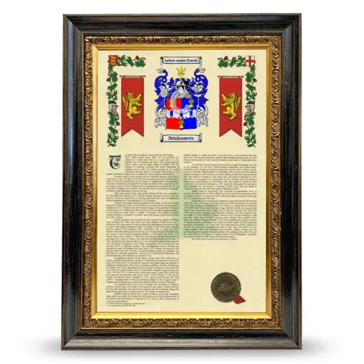 Drinkwaters Armorial History Framed - Heirloom
