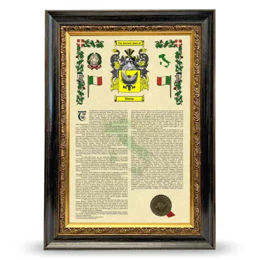 Dutta Armorial History Framed - Heirloom