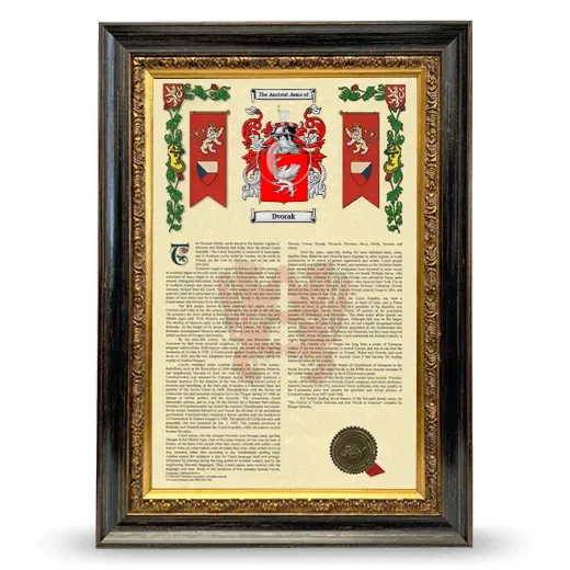 Dvorak Armorial History Framed - Heirloom