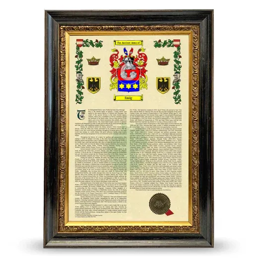 Emig Armorial History Framed - Heirloom