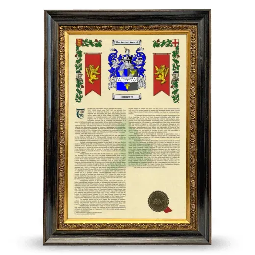 Emmetts Armorial History Framed - Heirloom