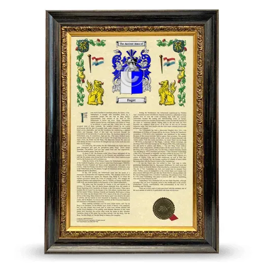 Faget Armorial History Framed - Heirloom