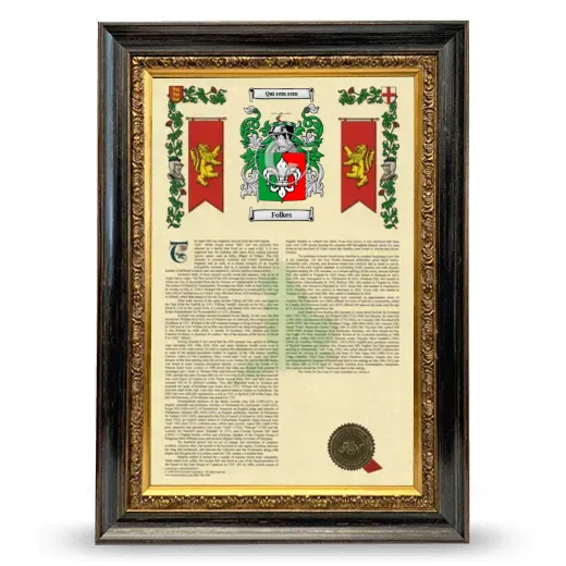 Folkes Armorial History Framed - Heirloom