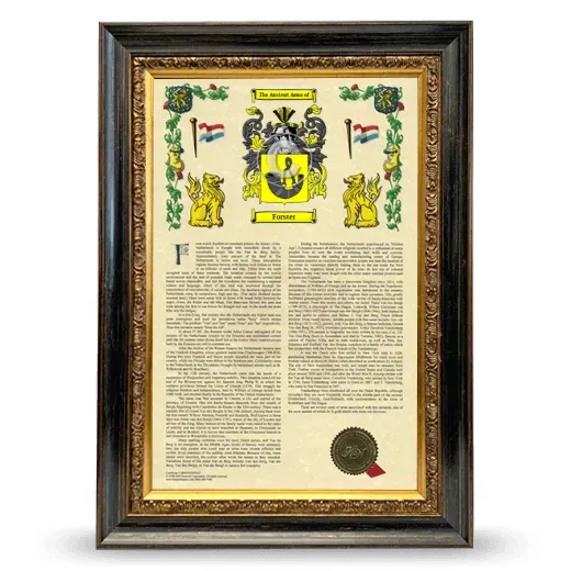 Forster Armorial History Framed - Heirloom