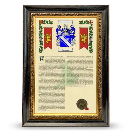 Fortesque Armorial History Framed - Heirloom