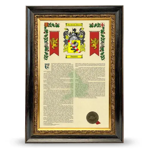 Fossetts Armorial History Framed - Heirloom