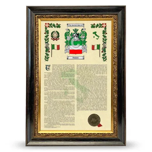 Franca Armorial History Framed - Heirloom