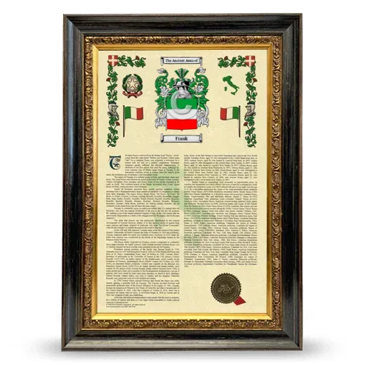 Frank Armorial History Framed - Heirloom