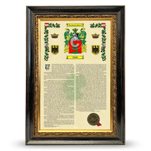 Fritch Armorial History Framed - Heirloom