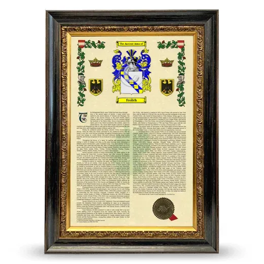 Frolich Armorial History Framed - Heirloom