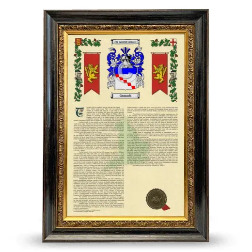 Gamach Armorial History Framed - Heirloom