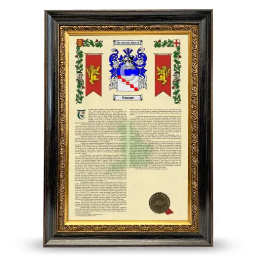 Gamage Armorial History Framed - Heirloom