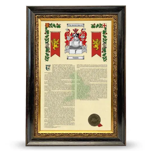 Gamin Armorial History Framed - Heirloom