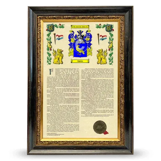 Gaves Armorial History Framed - Heirloom