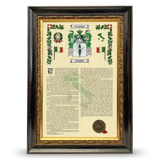 Geronimo Armorial History Framed - Heirloom