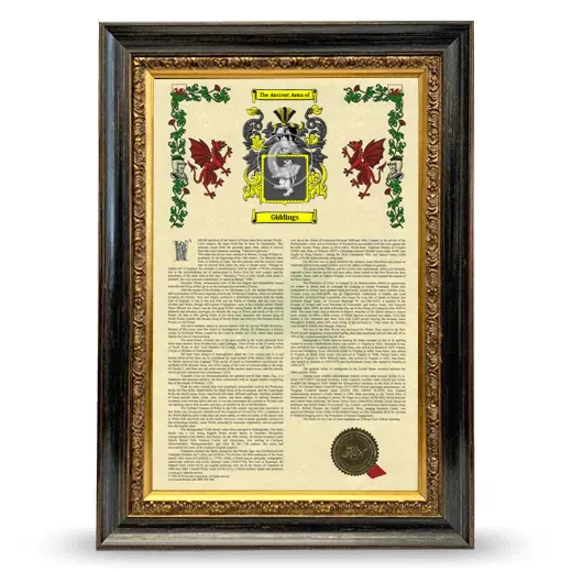 Giddings Armorial History Framed - Heirloom