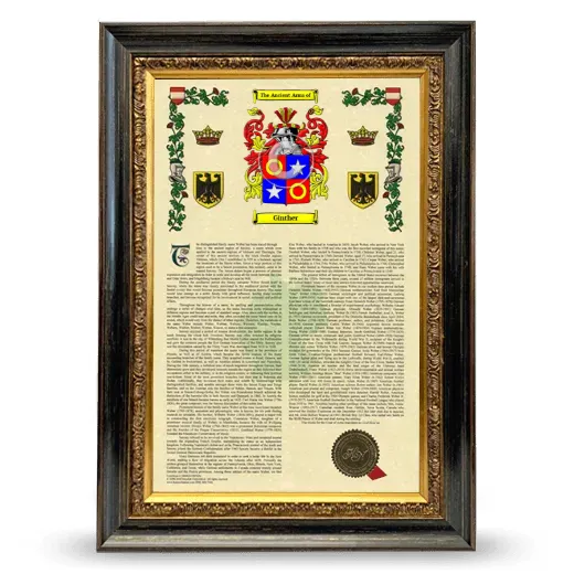 Ginther Armorial History Framed - Heirloom