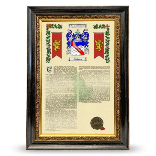 Gladman Armorial History Framed - Heirloom