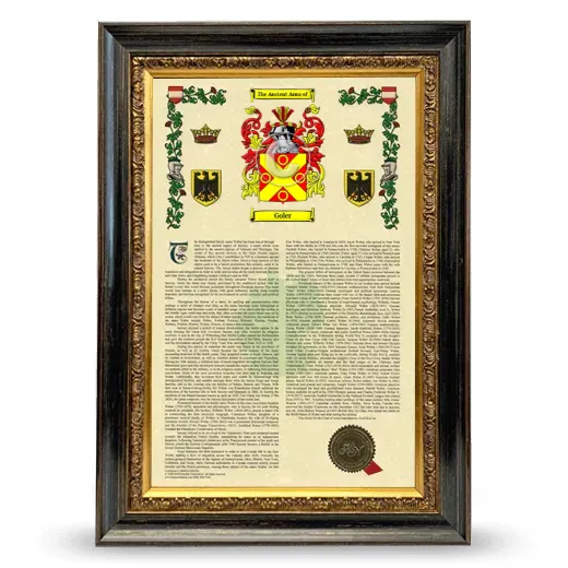 Goler Armorial History Framed - Heirloom
