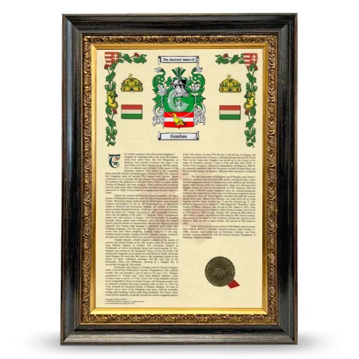 Gombas Armorial History Framed - Heirloom