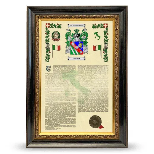 Goretti Armorial History Framed - Heirloom