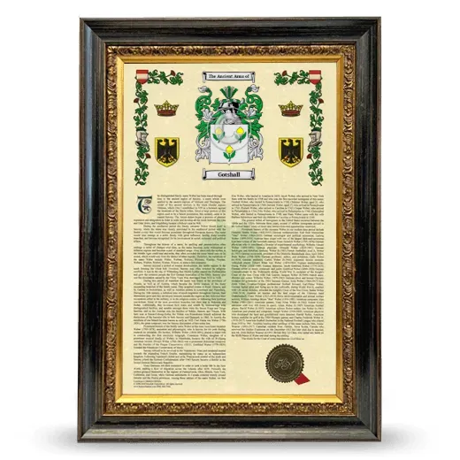 Gotshall Armorial History Framed - Heirloom