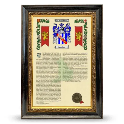 Grandson Armorial History Framed - Heirloom
