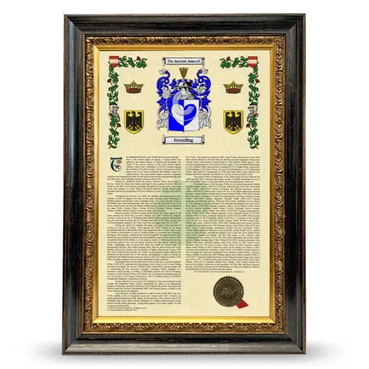 Gremling Armorial History Framed - Heirloom