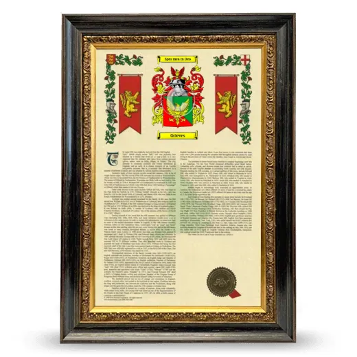 Grieves Armorial History Framed - Heirloom