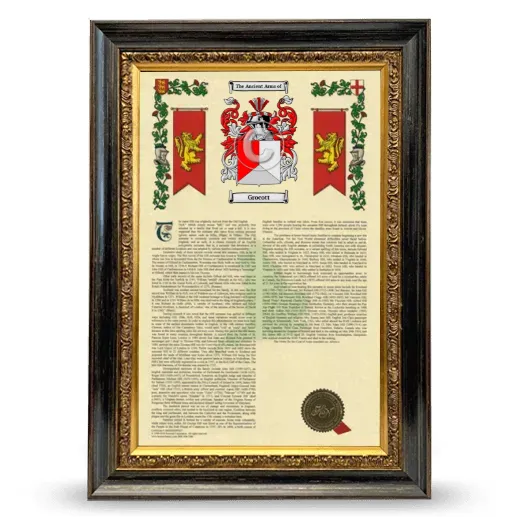 Grocott Armorial History Framed - Heirloom