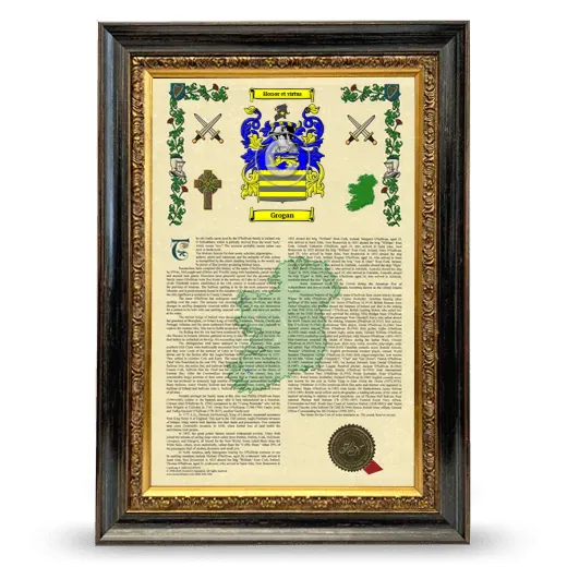 Grogan Armorial History Framed - Heirloom
