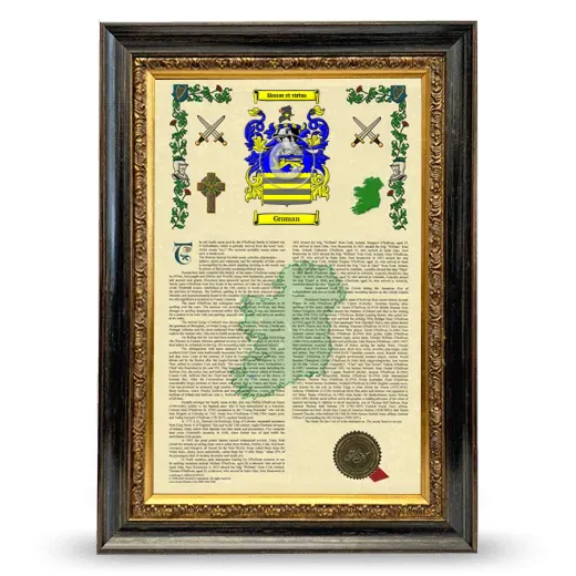 Groman Armorial History Framed - Heirloom