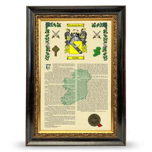 Gunney Armorial History Framed - Heirloom