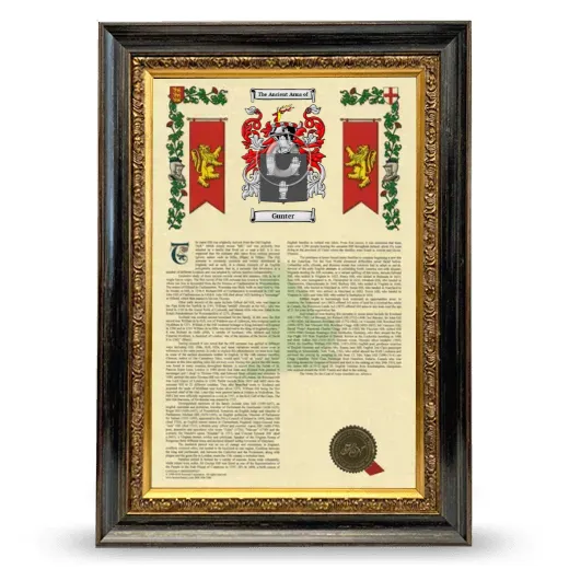 Gunter Armorial History Framed - Heirloom