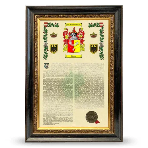 Hager Armorial History Framed - Heirloom