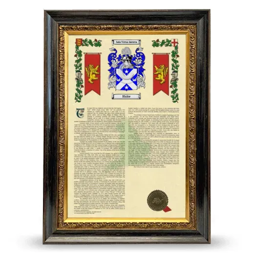 Haite Armorial History Framed - Heirloom