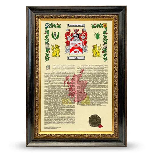 Hake Armorial History Framed - Heirloom