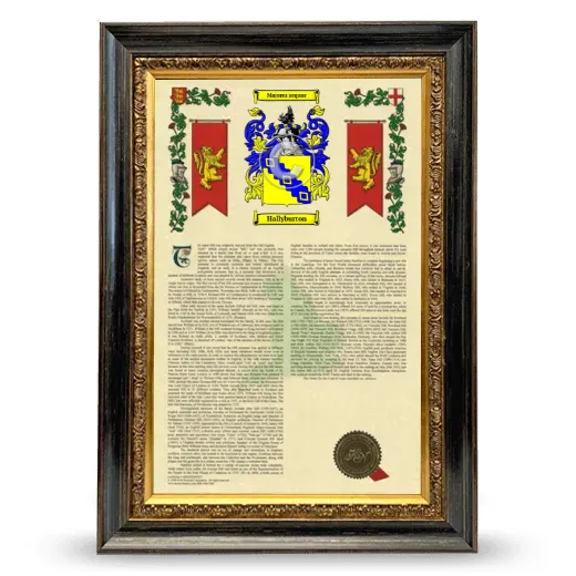 Hallyburton Armorial History Framed - Heirloom