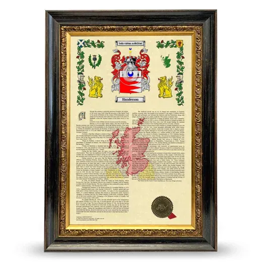 Handerson Armorial History Framed - Heirloom