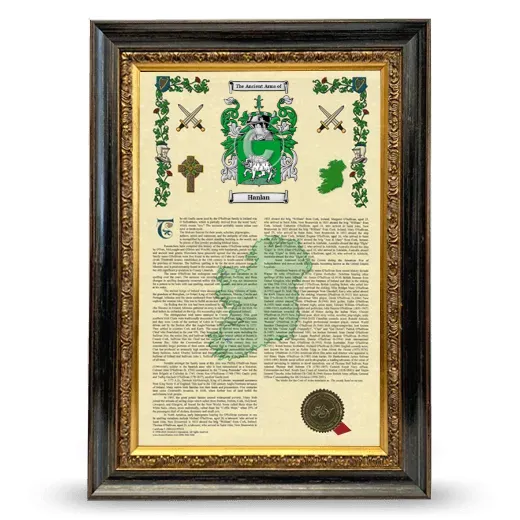 Hanlan Armorial History Framed - Heirloom