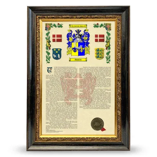 Hansen Armorial History Framed - Heirloom