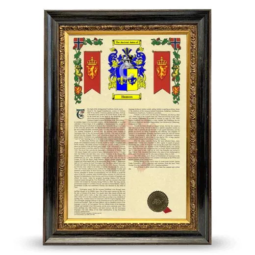 Hanson Armorial History Framed - Heirloom