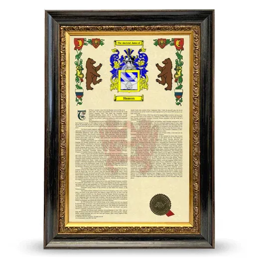 Hanson Armorial History Framed - Heirloom